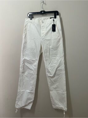 rag & bone White Drawstring-Hem Chinos